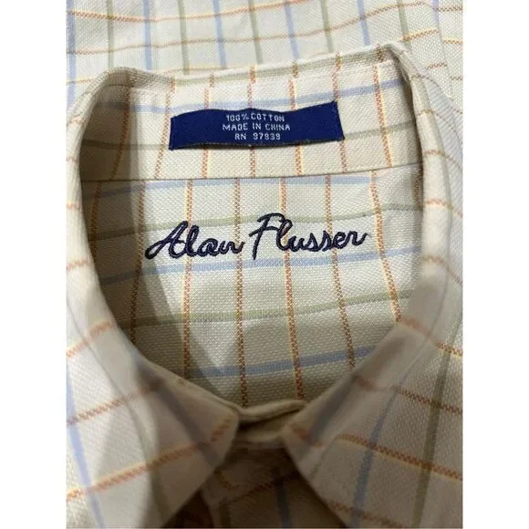 Alan Flusser Mens Multicoloured checked Shirt Size Medium - Picture 5 of 8